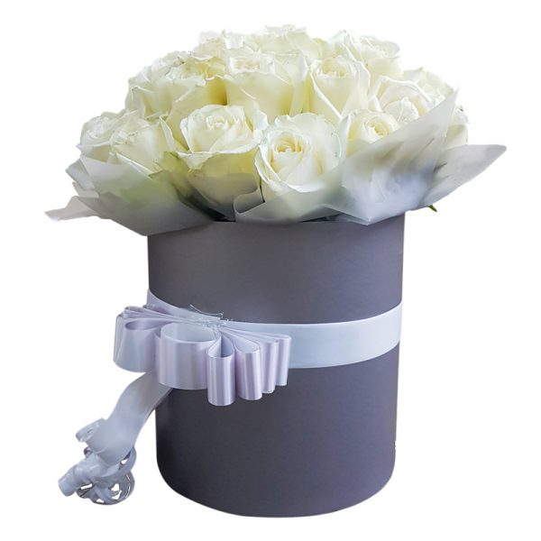Beautiful White Roses Hat Box BX10