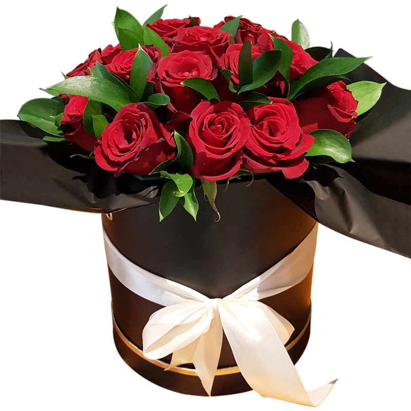 BeautifulRed Roses Hat Box BX15 · Cuddlez n Flowers
