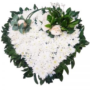 White Spray Heart funeral arrangement FN2