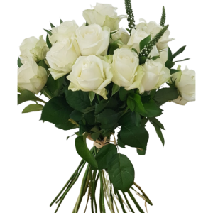 White Hand Tied Rose Bouquet