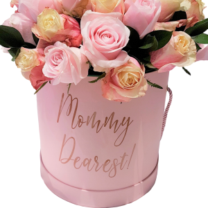Pink Hat Box for Mom with mixed shades of pink roses
